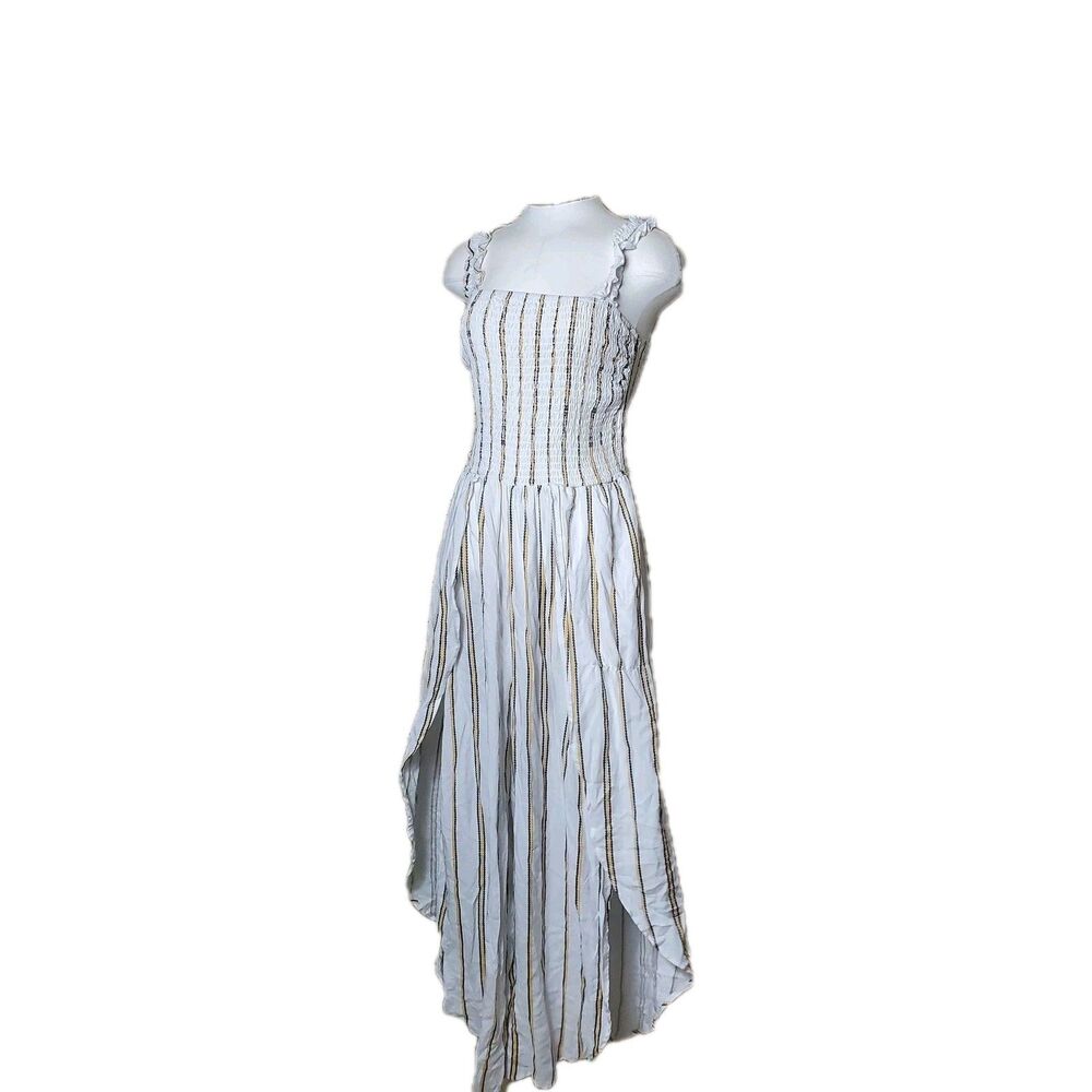 Vine and Valley White Romper Stripes Elastic Size XL